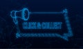 Megaphone click and collect banner. Plexus style. Website icon. Vector stock illustration.