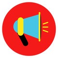Megaphone color icon. Round loud speaker symbol