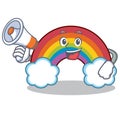 With megaphone colorful rainbow character cartoon