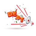 Megaphone with `debt` typographic - vector