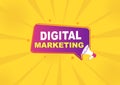Megaphone with digital marketing speech bubble.banner for business.