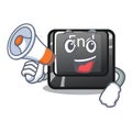 With megaphone end button toys in shape mascot Royalty Free Stock Photo