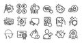 Megaphone, Face scanning and Loan percent line icons set. Vector