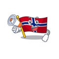 With megaphone flag norway character shaped on cartoon