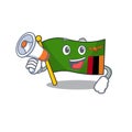 With megaphone flag zambia mascot isolated with character