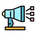 Megaphone and footnotes icon color outline vector