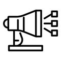 Megaphone and footnotes icon, outline style