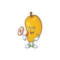 With megaphone fresh mango character cartoon with mascot Royalty Free Stock Photo