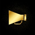 megaphone gold icon. Vector illustration of golden particle background