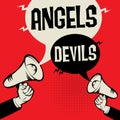 Megaphone Hand business concept Angels versus Devils