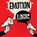 Megaphone Hand business concept Emotion versus Logic Royalty Free Stock Photo