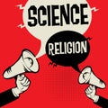 Megaphone Hand business concept Science versus Religion Royalty Free Stock Photo