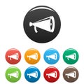 Megaphone with handle icons set color vector Royalty Free Stock Photo