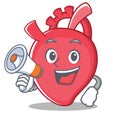 With megaphone heart character cartoon style