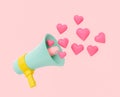 megaphone with hearts coming out Royalty Free Stock Photo