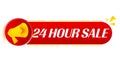 Megaphone with 24 hour sale on white background. Megaphone banner. Web design. Vector