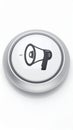 Megaphone Icon on a Button Isolated on White Background for Communication Royalty Free Stock Photo