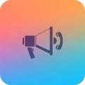 Megaphone icon in dark gray on a gradient background transitioning from pink at the Royalty Free Stock Photo