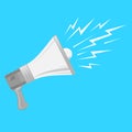 Megaphone Icon Isolated on Blue Background. Loudspeaker Concept