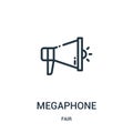 megaphone icon vector from fair collection. Thin line megaphone outline icon vector illustration. Linear symbol for use on web and