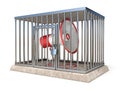 Megaphone inside metal cage 3D render illustration on white back Royalty Free Stock Photo