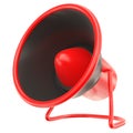 Red Alert Megaphone isolated on white. Black and red speaker horn. 3D illustration Royalty Free Stock Photo