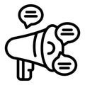 Megaphone key point icon outline vector. List check