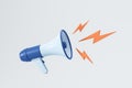 Megaphone with lightning and flashes, advertisement and marketing company