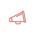 Megaphone Line Red Icon On White Background. Red Flat Style Vector Illustration Royalty Free Stock Photo