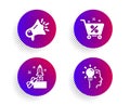 Megaphone, Loan percent and Innovation icons set. Idea sign. Brand advertisement, Shopping cart, Crowdfunding. Vector