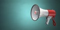 Megaphone or loudspeaker on green vintage background. Royalty Free Stock Photo
