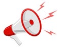 Megaphone loudspeaker for sound message flat icon stock vector illustration