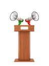 Megaphone loudspeaker Stand Tribune speech. 3d