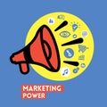 Megaphone with Marketing Power concept Vector Icon