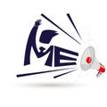 Megaphone with `Me` message or typographic - vector