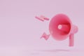Megaphone, notification concept on pink background