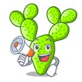 With megaphone opuntia cactus isolated on character cartoon