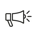 Megaphone outline icon on white background