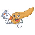 With megaphone pancreas character cartoon style Royalty Free Stock Photo