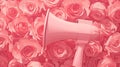 Megaphone With Pink Roses in the Background - Communication Amplified With Natural Beauty