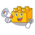 With megaphone plastic building blocks cartoon on toy Royalty Free Stock Photo