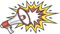 Megaphone with Pop Art Style Speech Bubble Explosion. vector design Generative AI Royalty Free Stock Photo