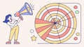 Megaphone with target, marketing campaign and focused message vector design Generative AI