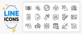 Megaphone, Qr code and Seo statistics line icons. For web app. Vector
