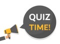 Megaphone with quiz speech bubble icon in flat style. Questionnaire.vector illustration on isolated background. Exam interview