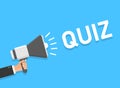 Megaphone with quiz speech bubble icon in flat style. Questionnaire.vector illustration on isolated background. Exam interview