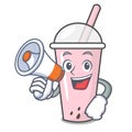 With megaphone raspberry bubble tea character cartoon Royalty Free Stock Photo