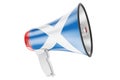 Megaphone with Scottish flag, 3D rendering