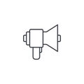 Megaphone, speaker, broadcast, share thin line icon. Linear vector symbol