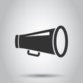 Megaphone speaker icon in flat style. Bullhorn audio announcement vector illustration on white background. Megaphone broadcasting Royalty Free Stock Photo